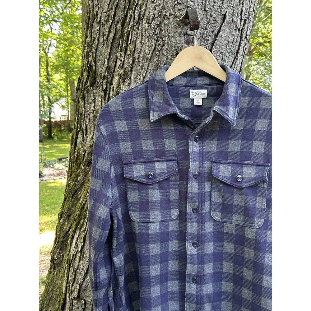 J.Crew Sea Board Soft Knit Shirt Size Small Buffalo Plaid Button Down Pockets